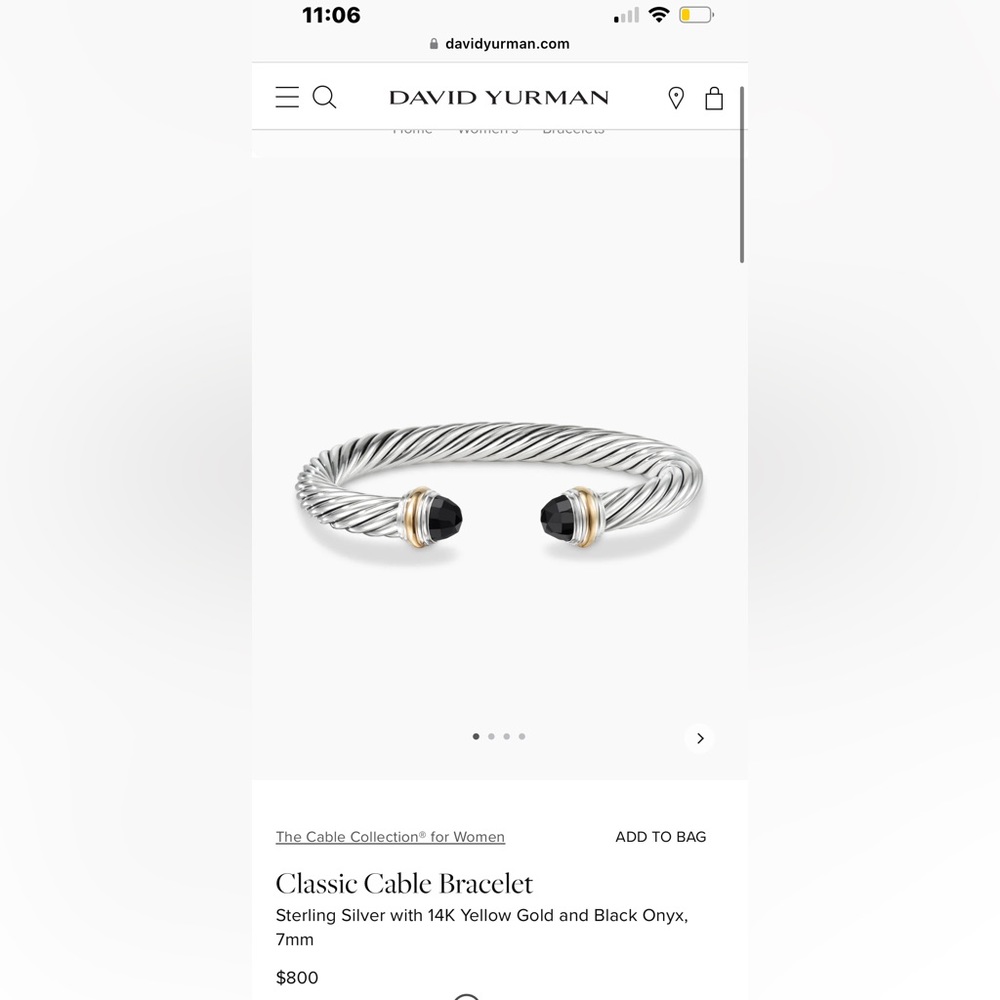 Sterling Silver with 14K Yellow Gold and Black Onyx, 7mm